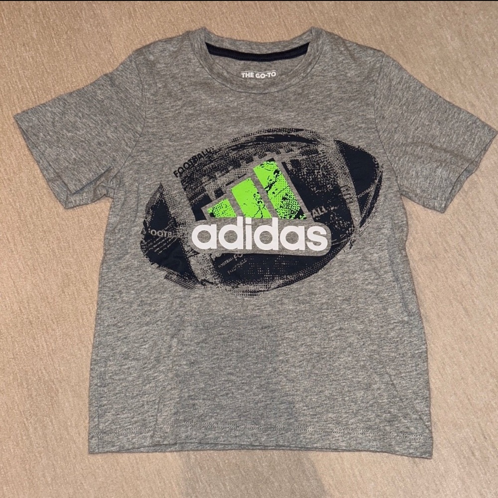 Adidas Kids Gray T-Shirt with Green Logo